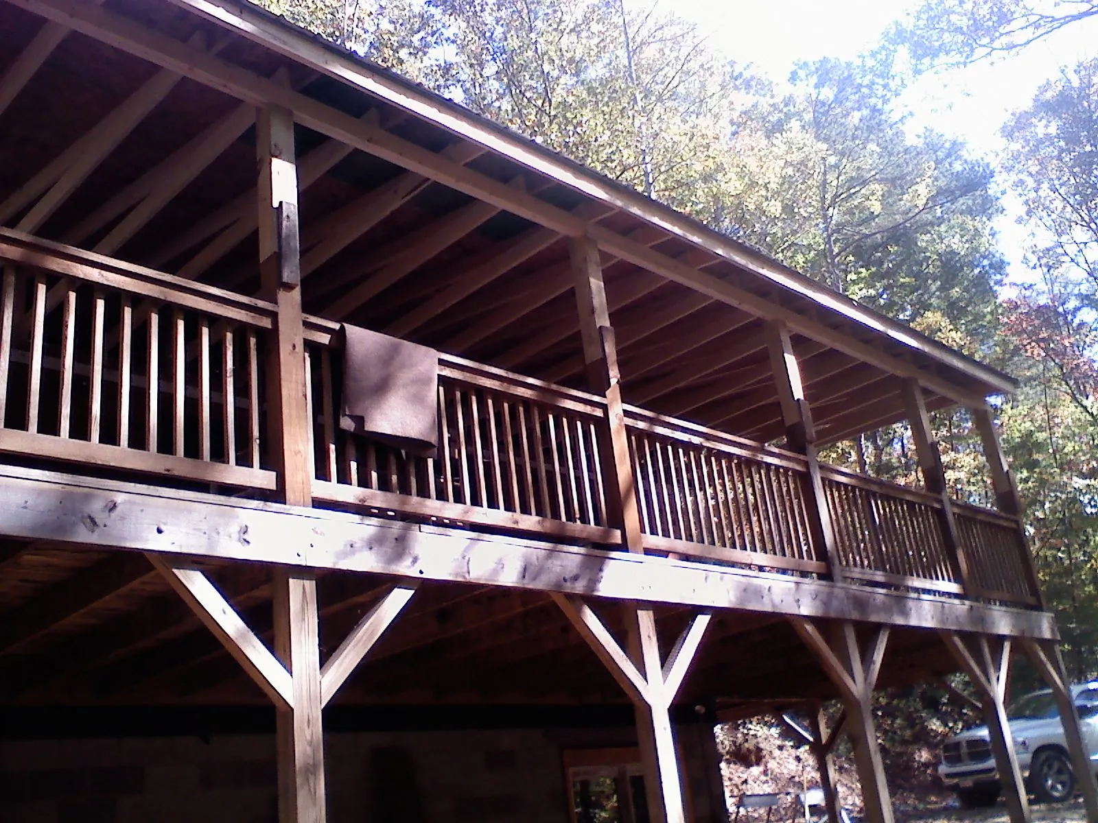 Timber framing under a new elevated porch and deck — Roof Leak Repair in Clemmons by Roofing Brothers